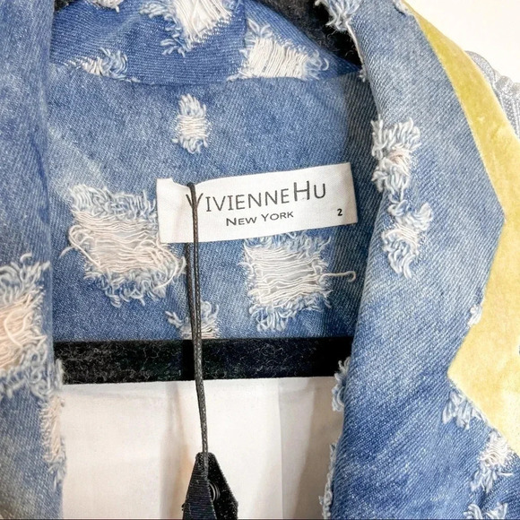 Vivienne Hu distress denim dress runway spring 2019 collection NWT size 2 - Picture 7 of 12
